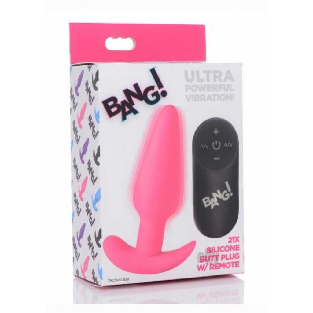 Bang 21x Vibe Butt Plug W/remote Pink - Anal Plugs