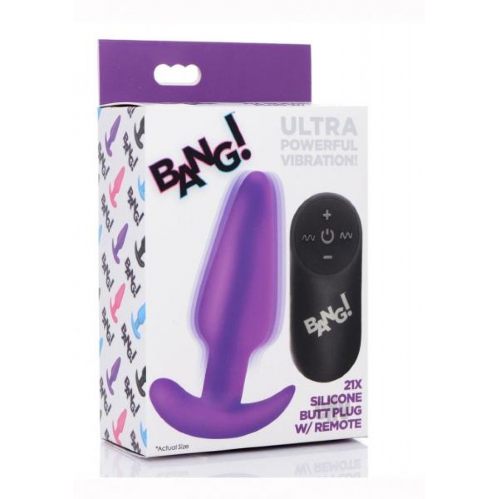 Bang 21x Vibe Butt Plug W/remote Purple - Anal Plugs