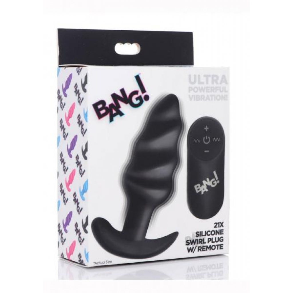 Bang 21x Vibe Swirl Plug W/remote Black - Anal Plugs