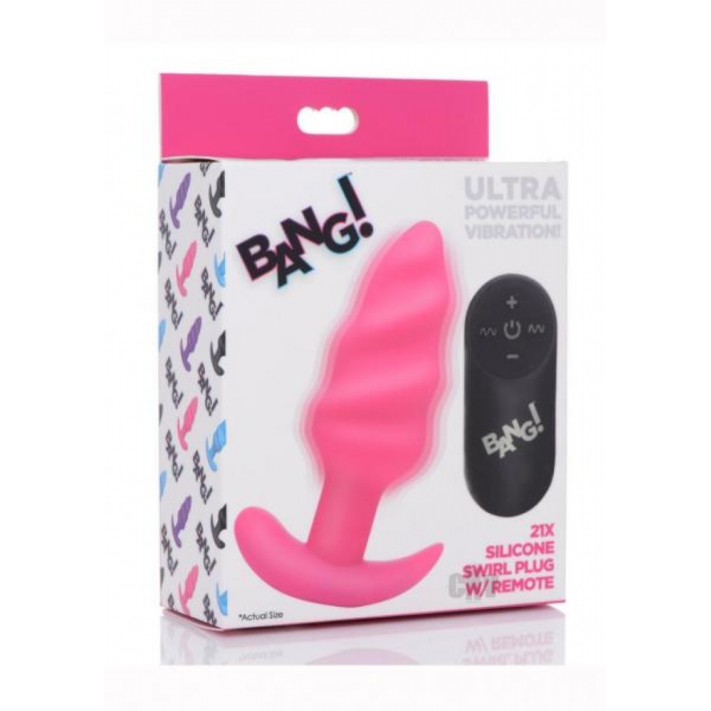 Bang 21x Vibe Swirl Plug W/remote Pink - Anal Plugs