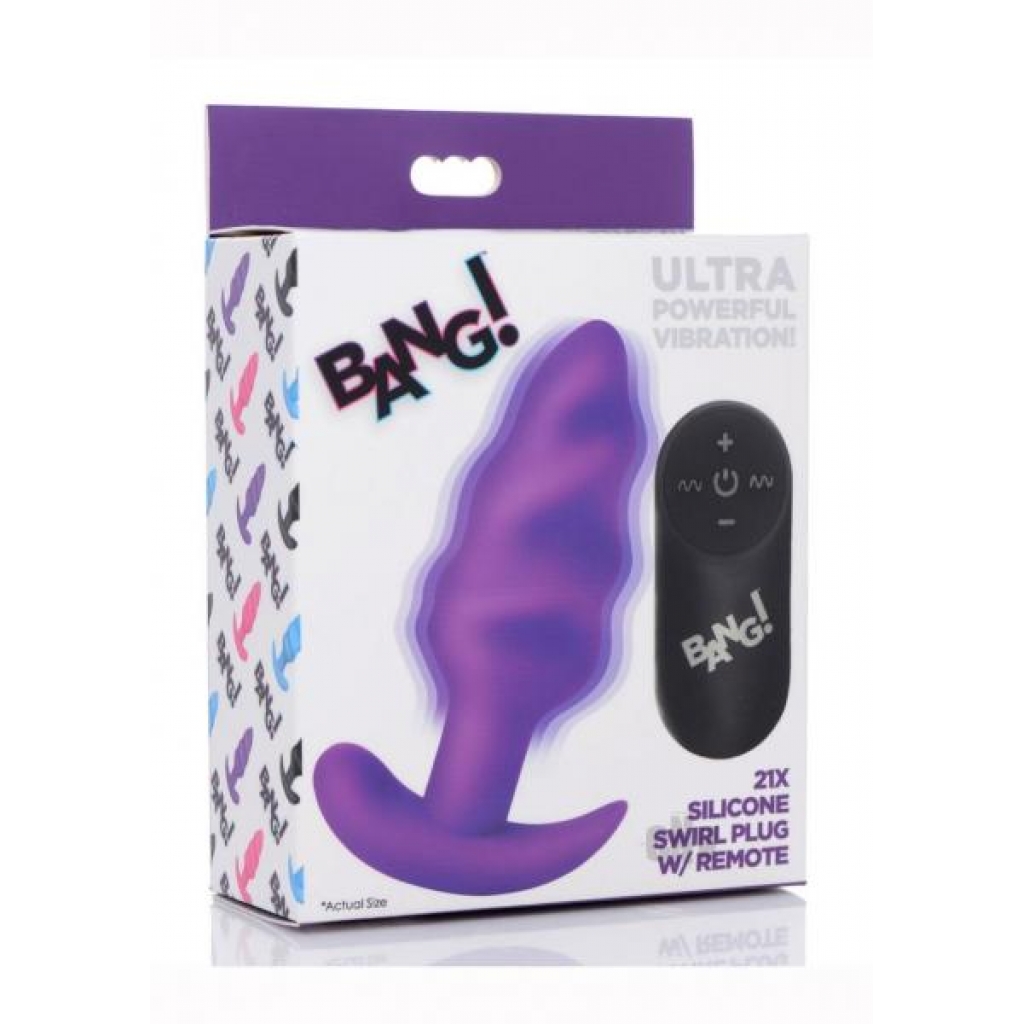 Bang 21x Vibe Swirl Plug W/remote Purple - Anal Plugs