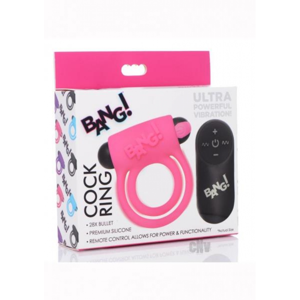 Bang C-ring And Bullet W/remote Pink - Couples Penis Rings