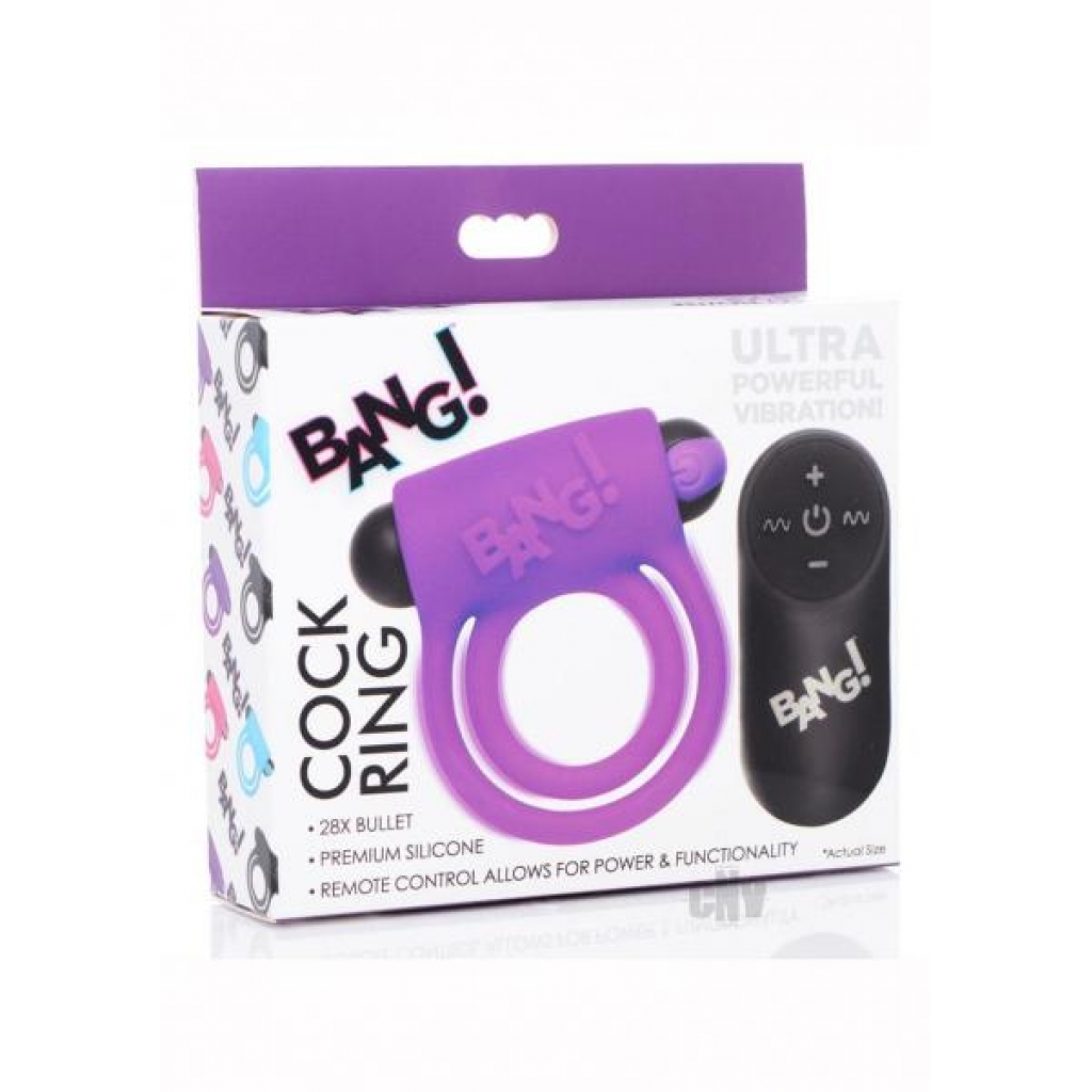 Bang C-ring And Bullet W/remote Purple - Couples Penis Rings