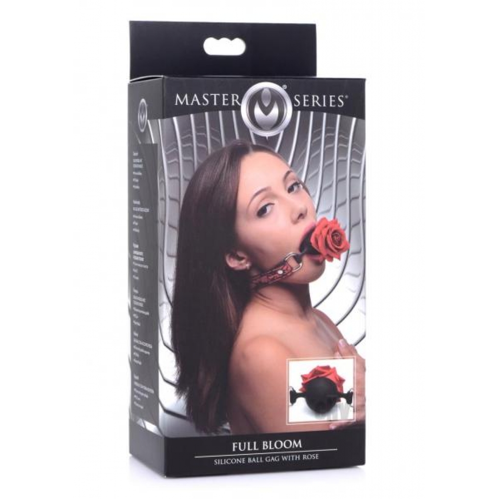 Ms Silicone Ball Gag with Rose - Red