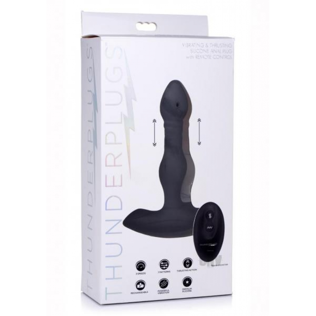 Thunder Plugs Vibe And Thrust Plug Black - Anal Plugs