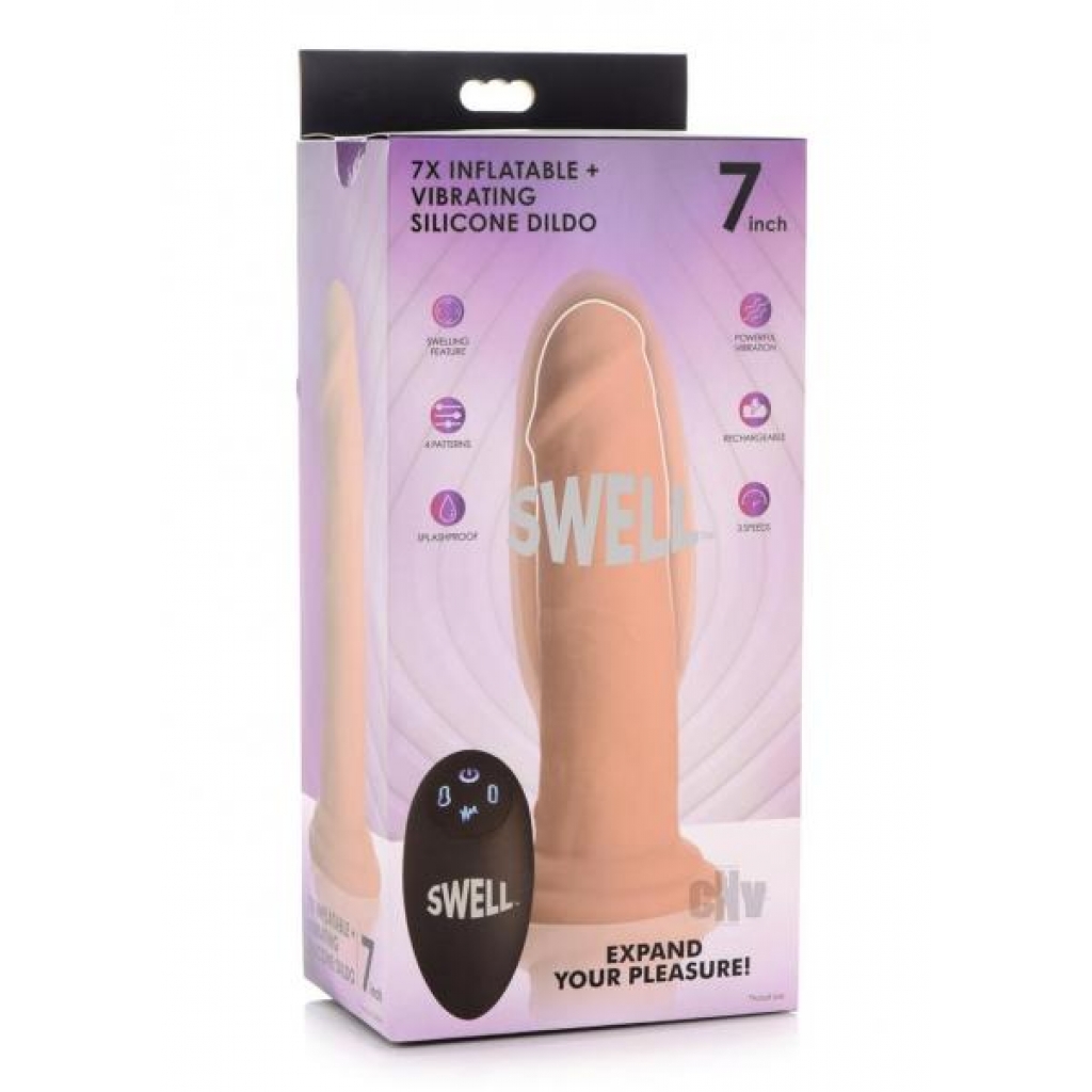 Swell 7x Inflate And Vibe Dildo 7 Vanilla - Realistic