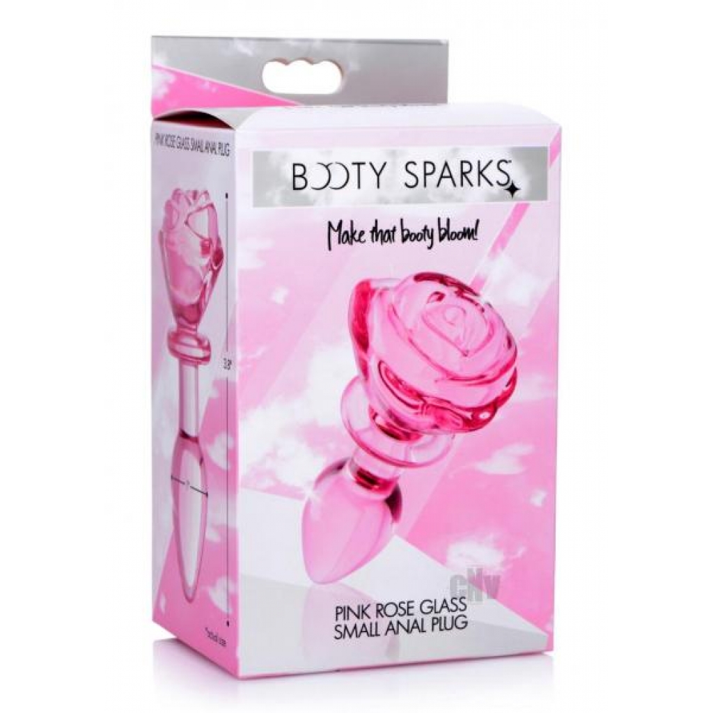 Booty Sparks Pink Rose Glass Plug Sm - Anal Plugs