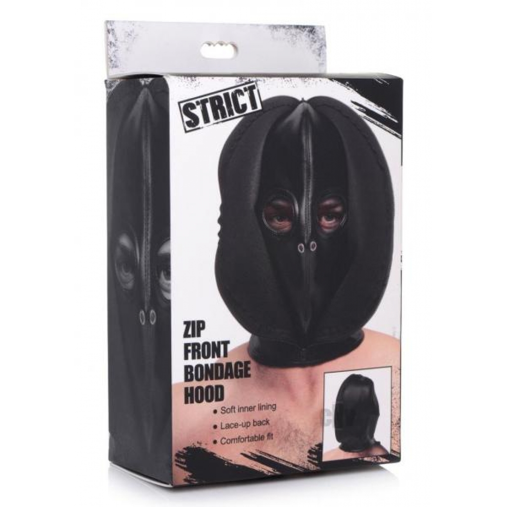 Strict Zip Front Bond Hood Black - Sex Swings & Slings