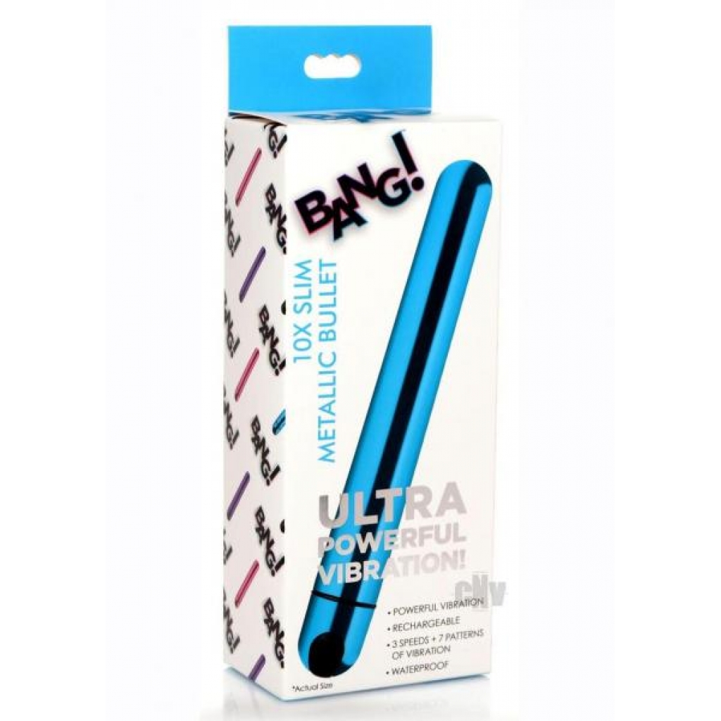 Bang 10x Slim Metallic Bullet Blue - Bullet Vibrators