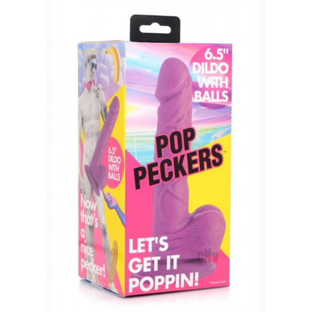 Pop Peckers Dildo W/balls 6.5 Purple - Realistic Dildos & Dongs