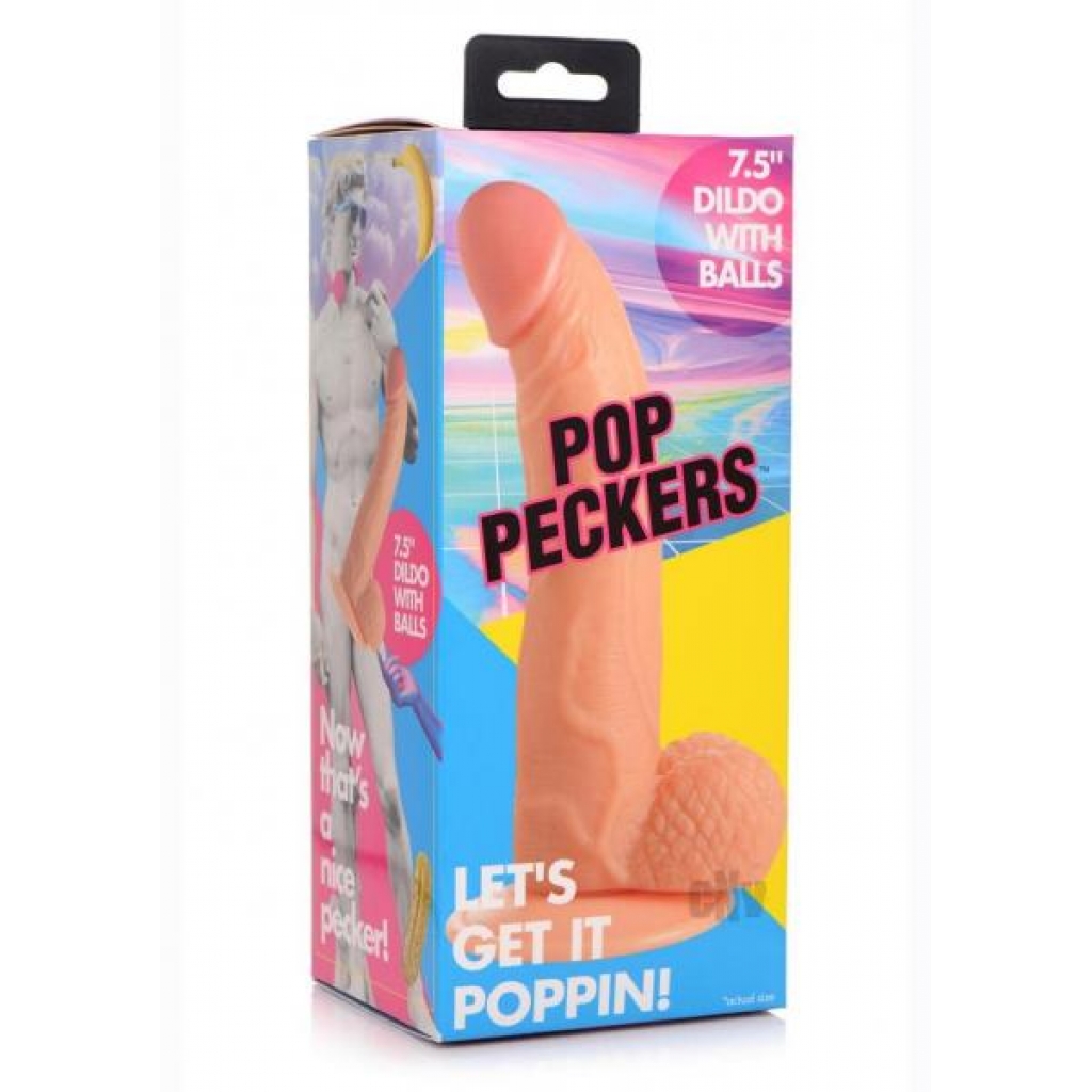 Pop Peckers Dildo W/balls 7.5 Light - Realistic Dildos & Dongs