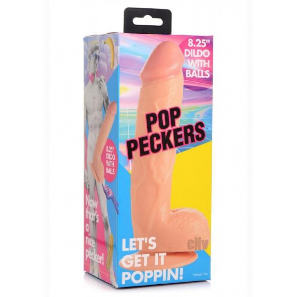 Pop Peckers Dildo W/balls 8.25 Light - Realistic Dildos & Dongs