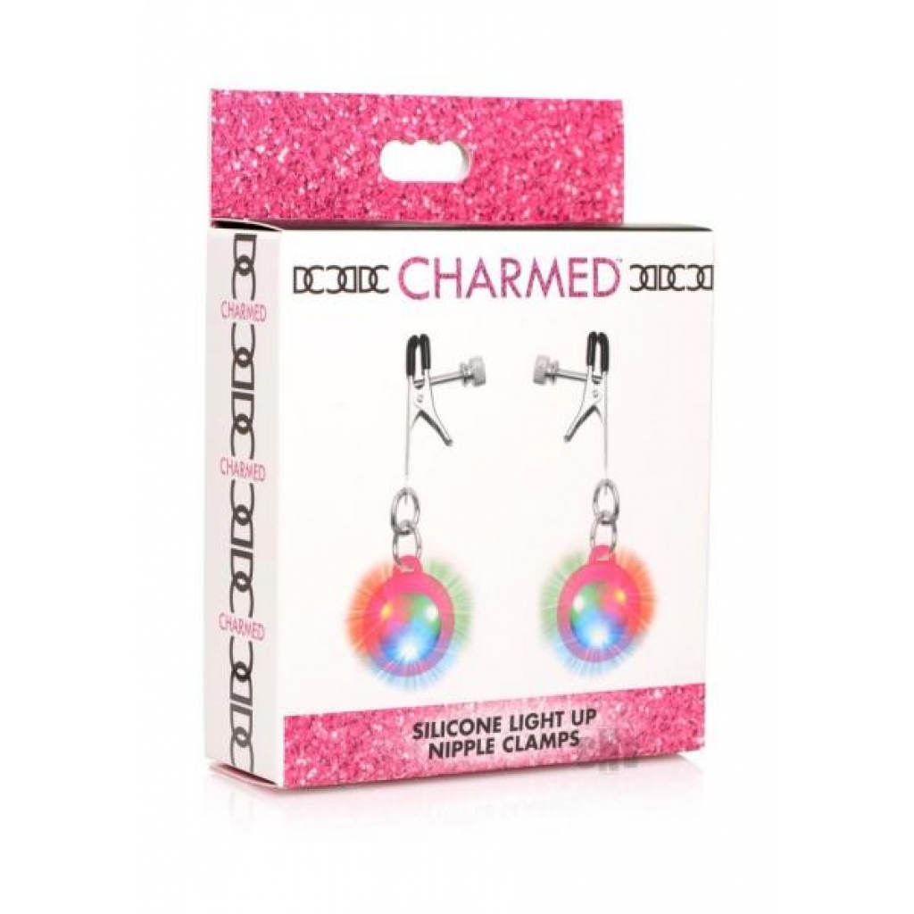 Charmed Light Up Nipple Clamps Pink - Nipple Clamps