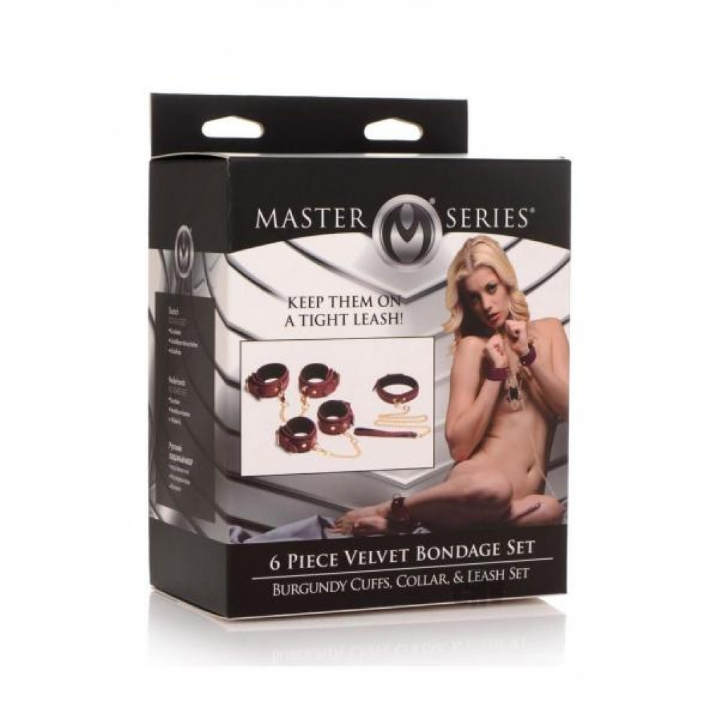 Ms Velvet Bondage Set 6pc Burgundy - BDSM Kits