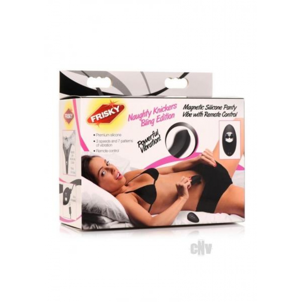 Elegant Frisky Naughty Knicker Bling Vibrating Panty - Black