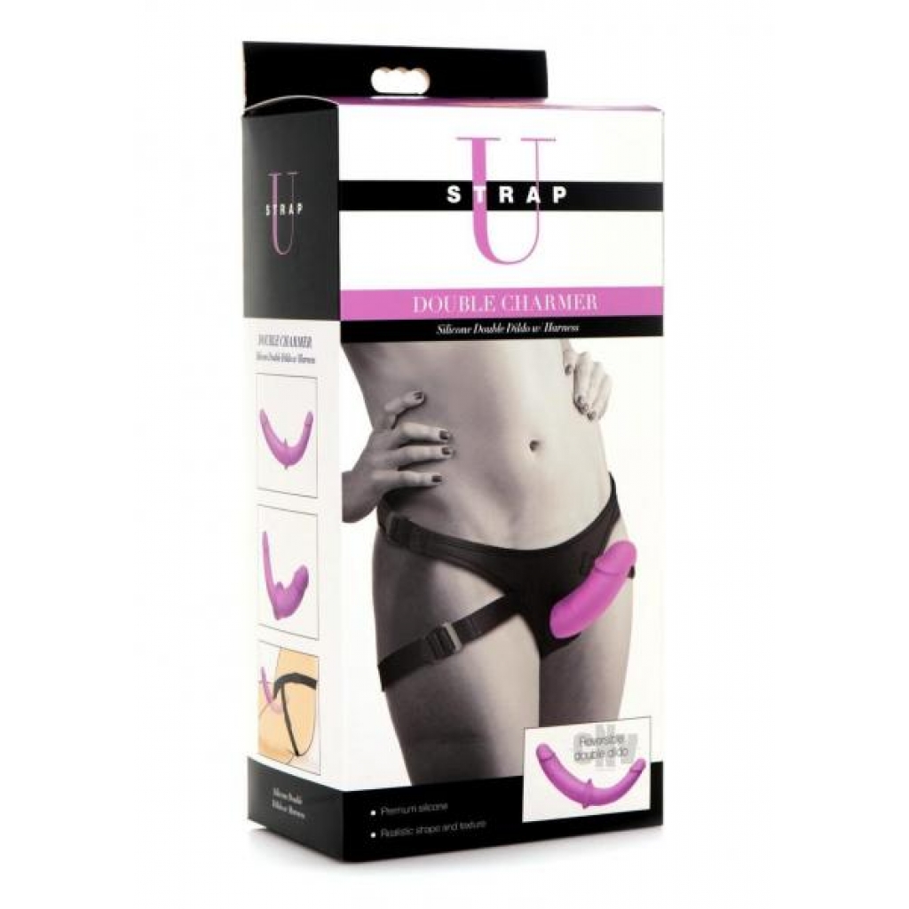 Strap U Dbl Charmer Purple - Harness & Dong Sets