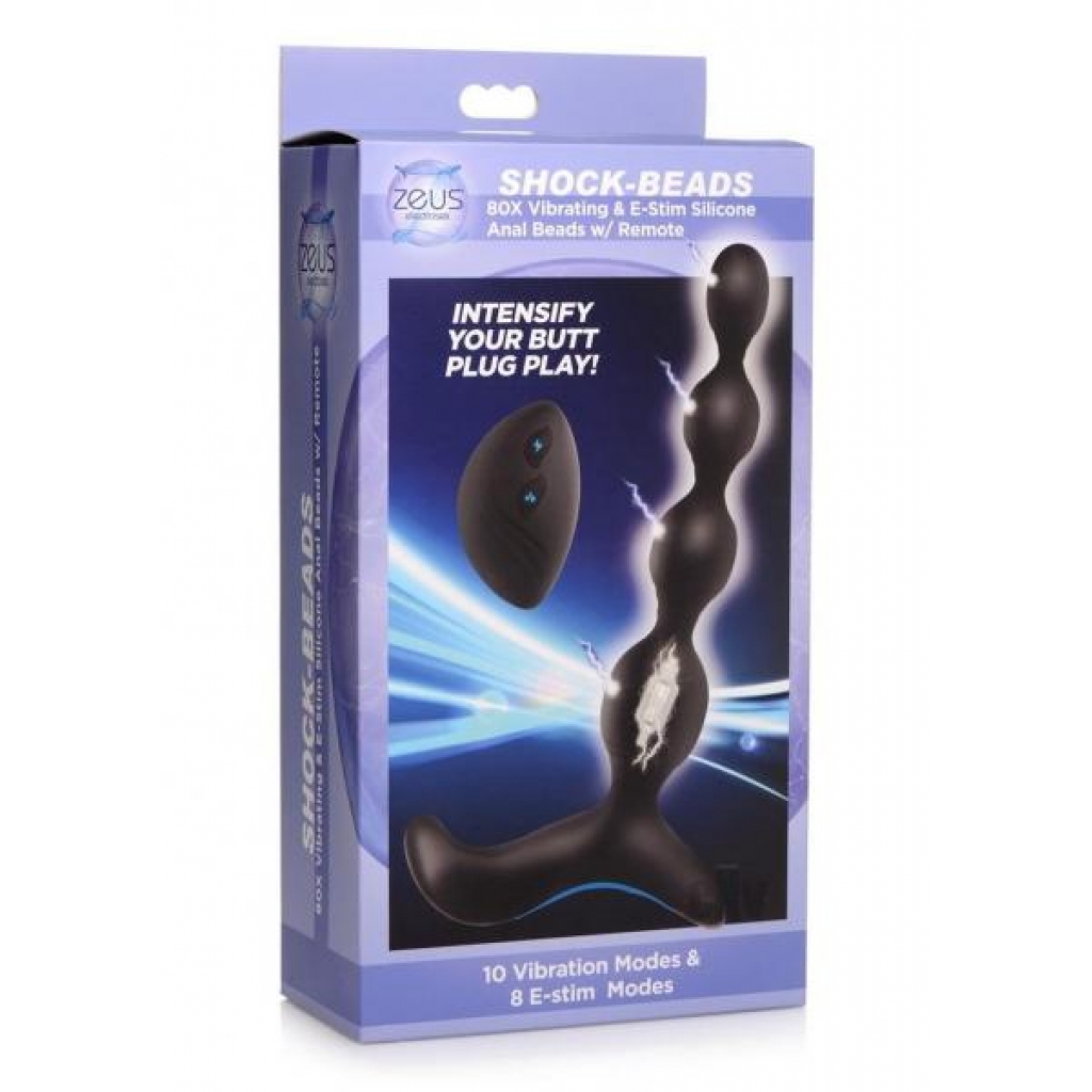 Zeus Shock Beads W/remote Black - Anal Beads