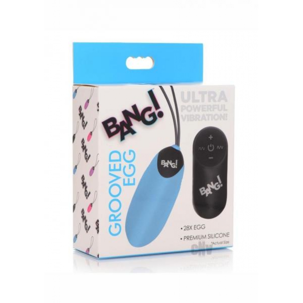 Vibrant Experience: Bang 28x Grooved Silicone Egg Vibrator - Blue