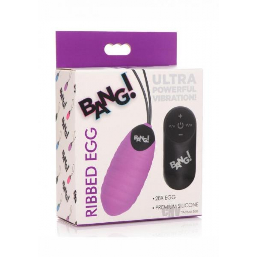 Bang 28x Ribbed Silicone Egg Purple - Palm Size Massagers