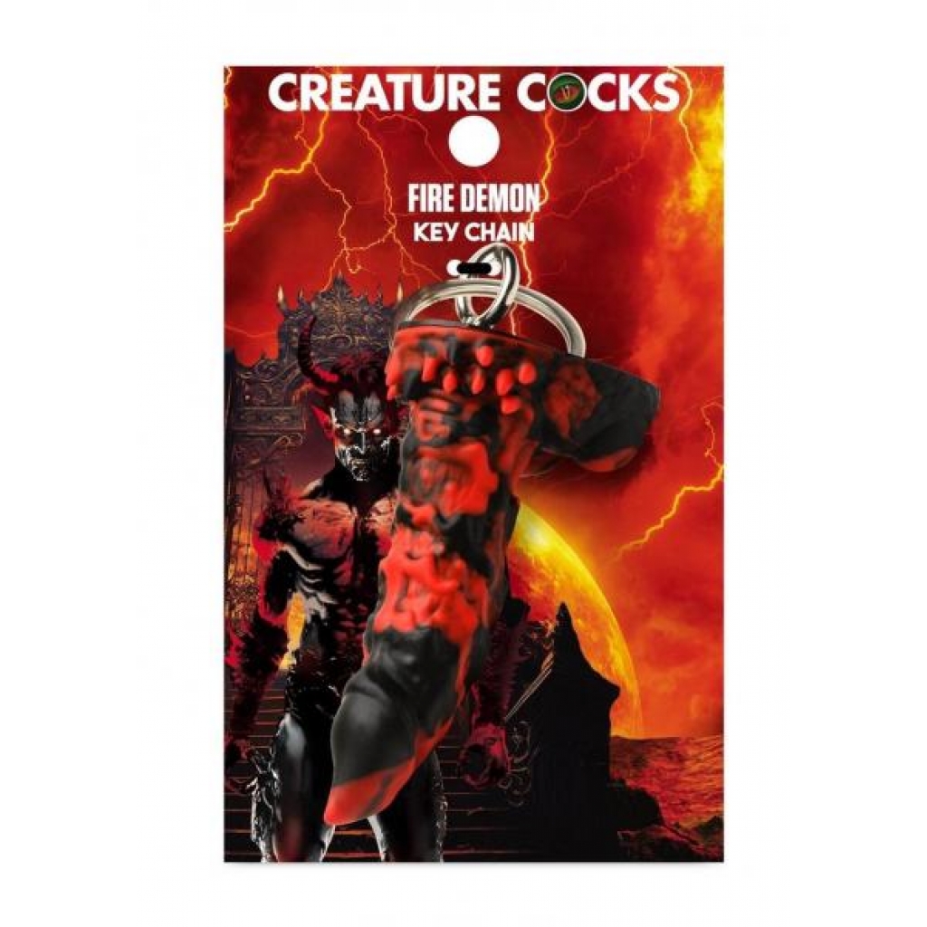 Creature Cock Fire Demon Keychain - Gag & Joke Gifts