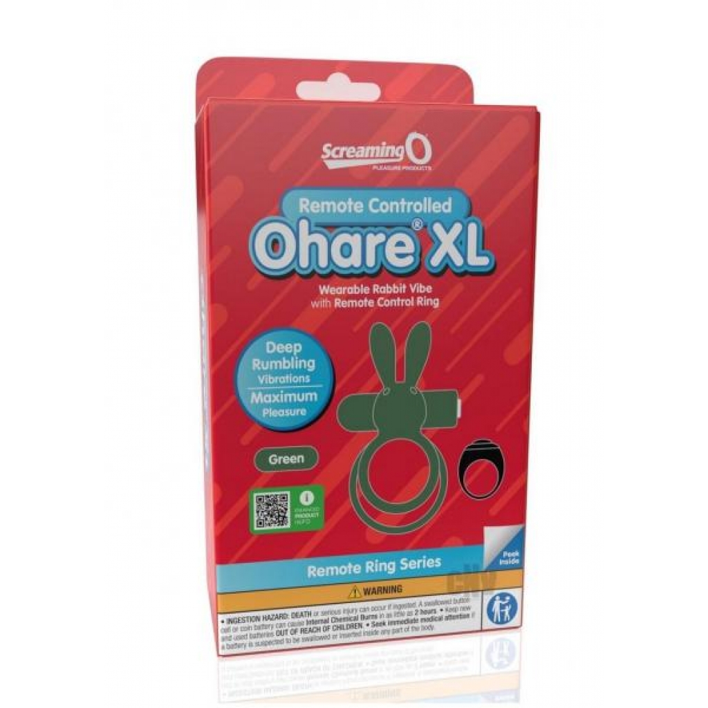 Screaming O Ohare Xl Remote Green - Couples Penis Rings