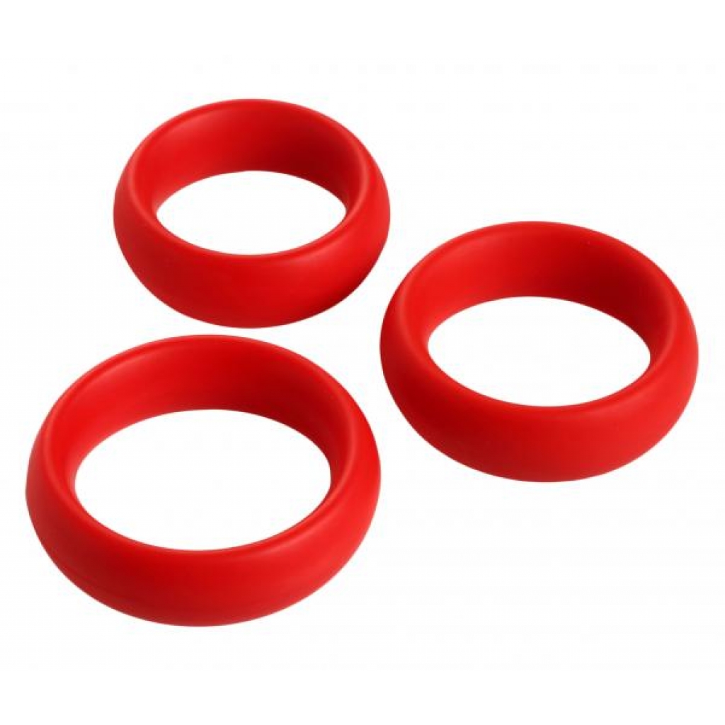 3-Piece Silicone Cock Ring Set - Red