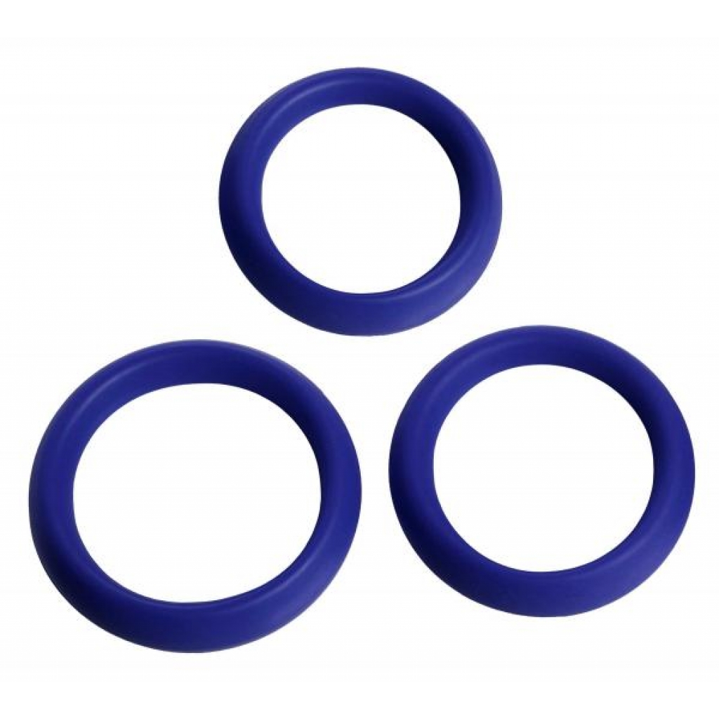 3 Piece Silicone Erection Rings Set - Blue