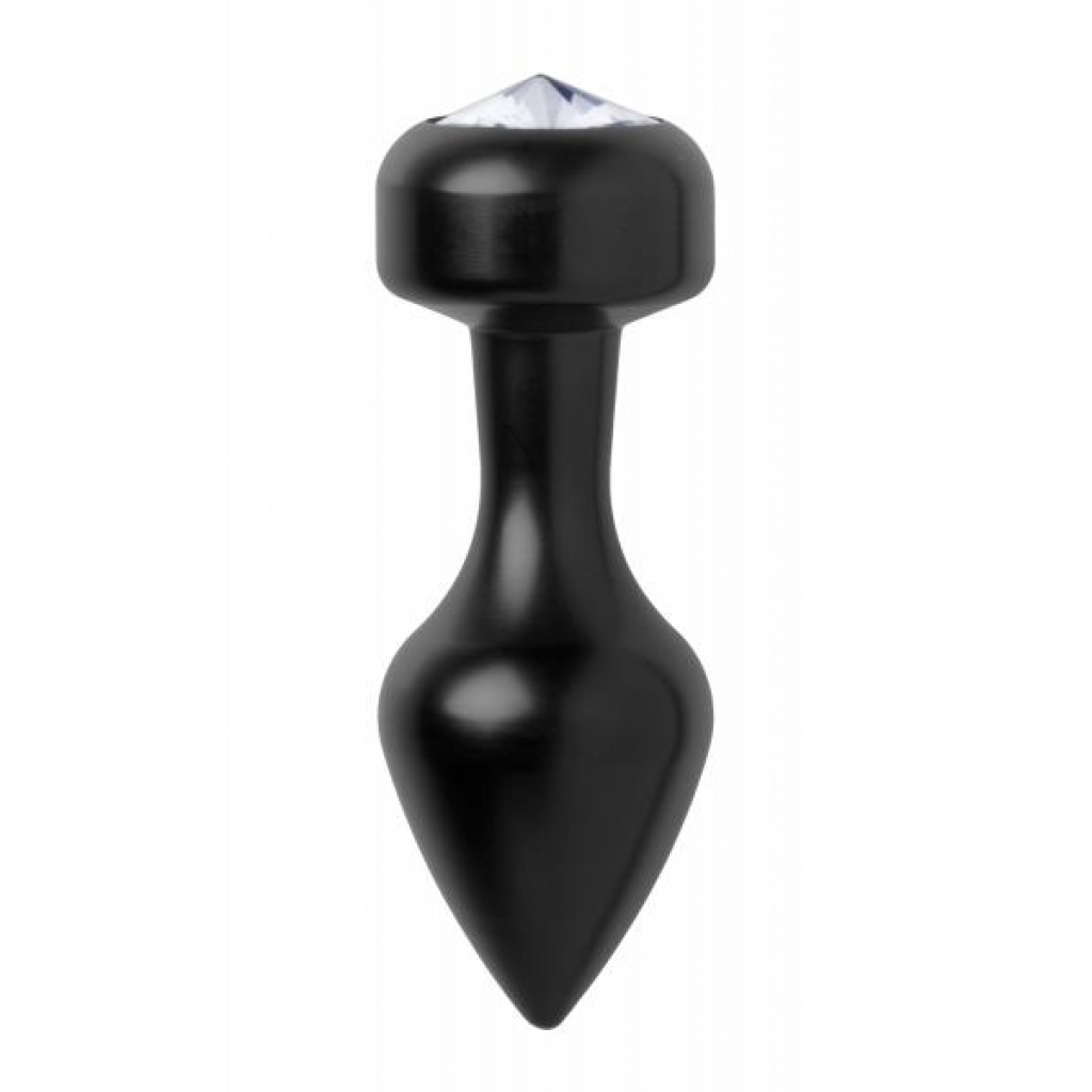 Spade Petite Jeweled Anal Plug - Aluminum Black