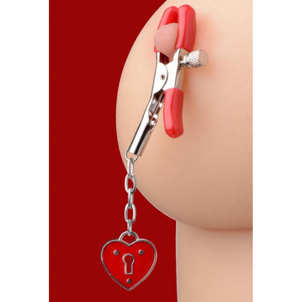 Captive Heart Padlock Nipple Clamps