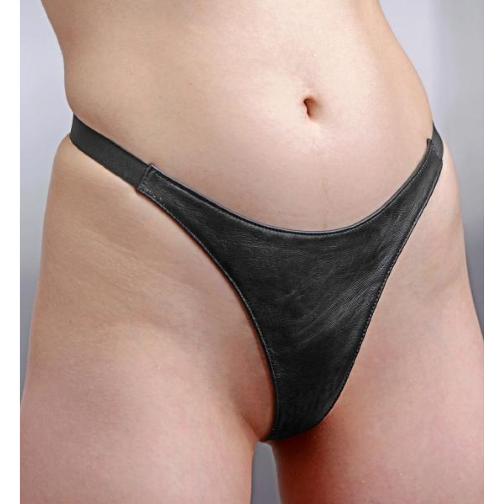 Spiked Leather Thong Panties S/M Black