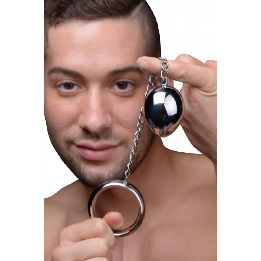 Stainless Steel Cock Ring And Anal Plug Silver