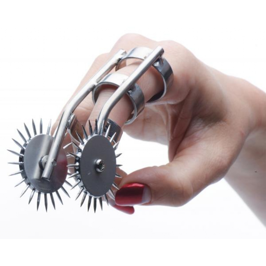 Spikes Double Finger Pinwheel - Metal Silver