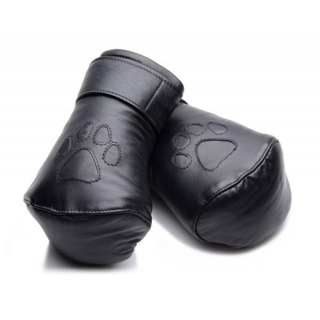 Strict Leather Padded Puppy Mitts - Black