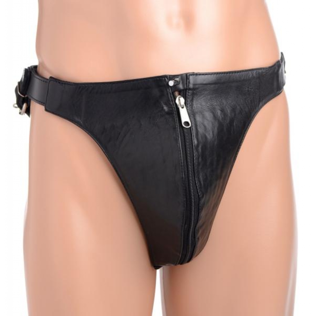 Spiked Leather Jock Strap - Black