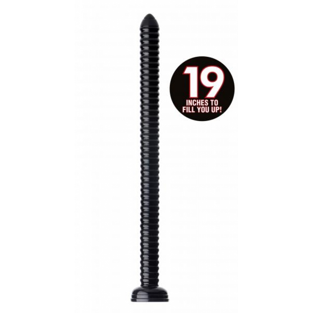 Hosed 19 Inches Ribbed Anal Snake Probe - Black