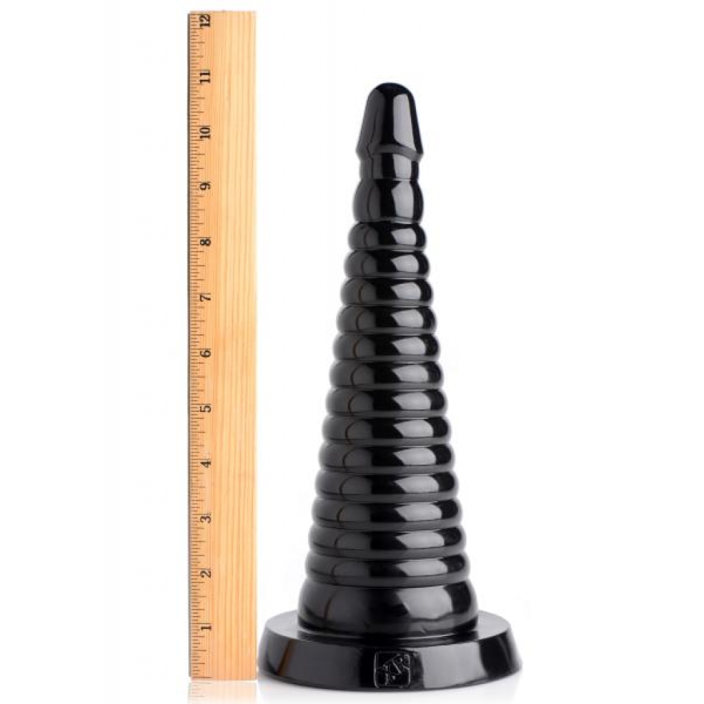 Giant Ribbed Anal Cone - Black