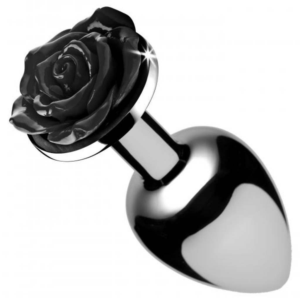 Elegant Black Rose Anal Plug - Large