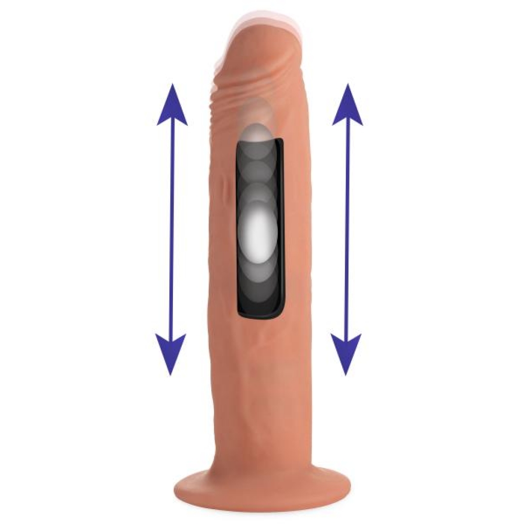 Kinetic Thumping 7X Remote Control Dildo - Beige, Large