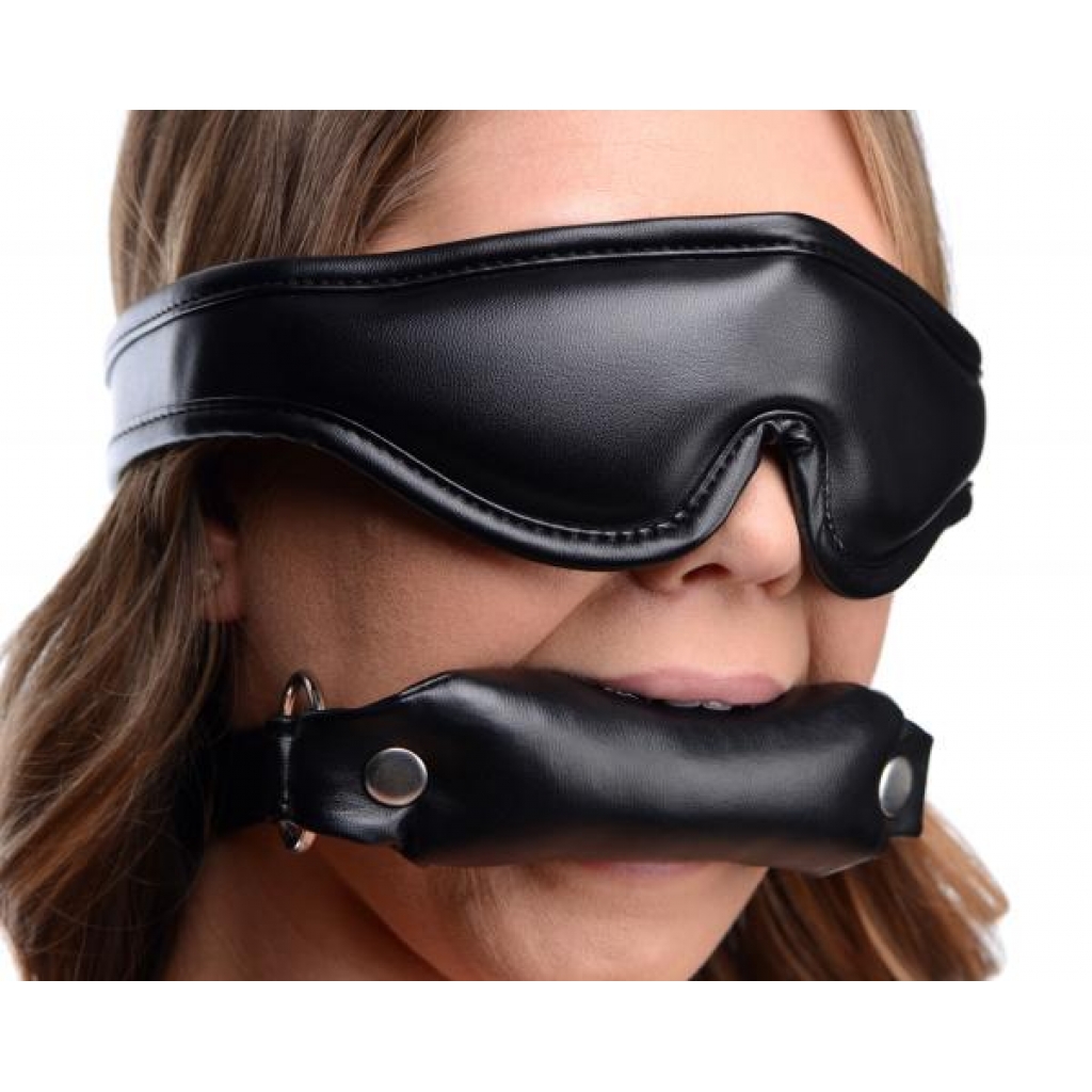 Padded Blindfold and Gag Set in Black