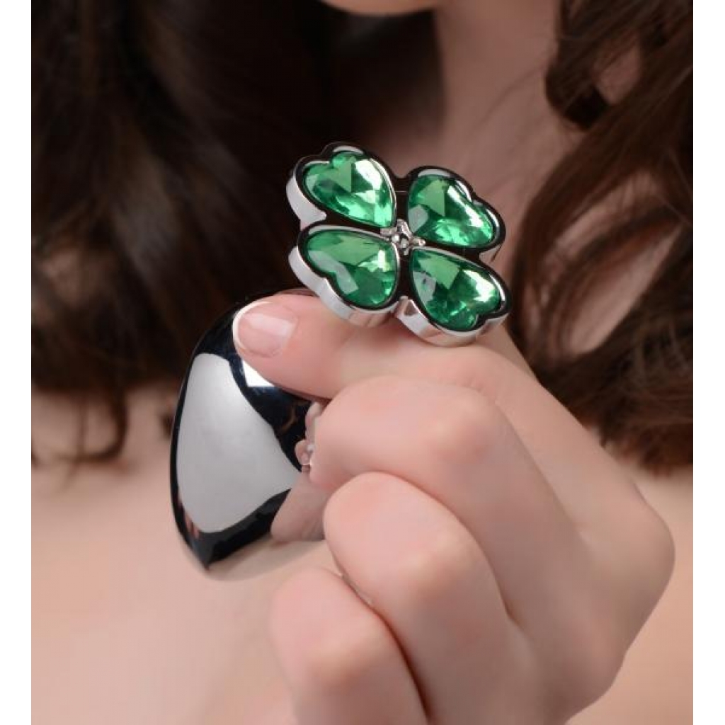 Booty Sparks Lucky Clover Gem Anal Plug Large Silver