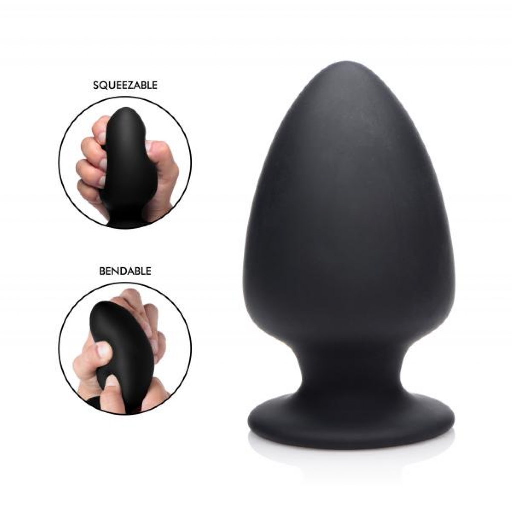 Squeezable Silicone Anal Plug - Large Black