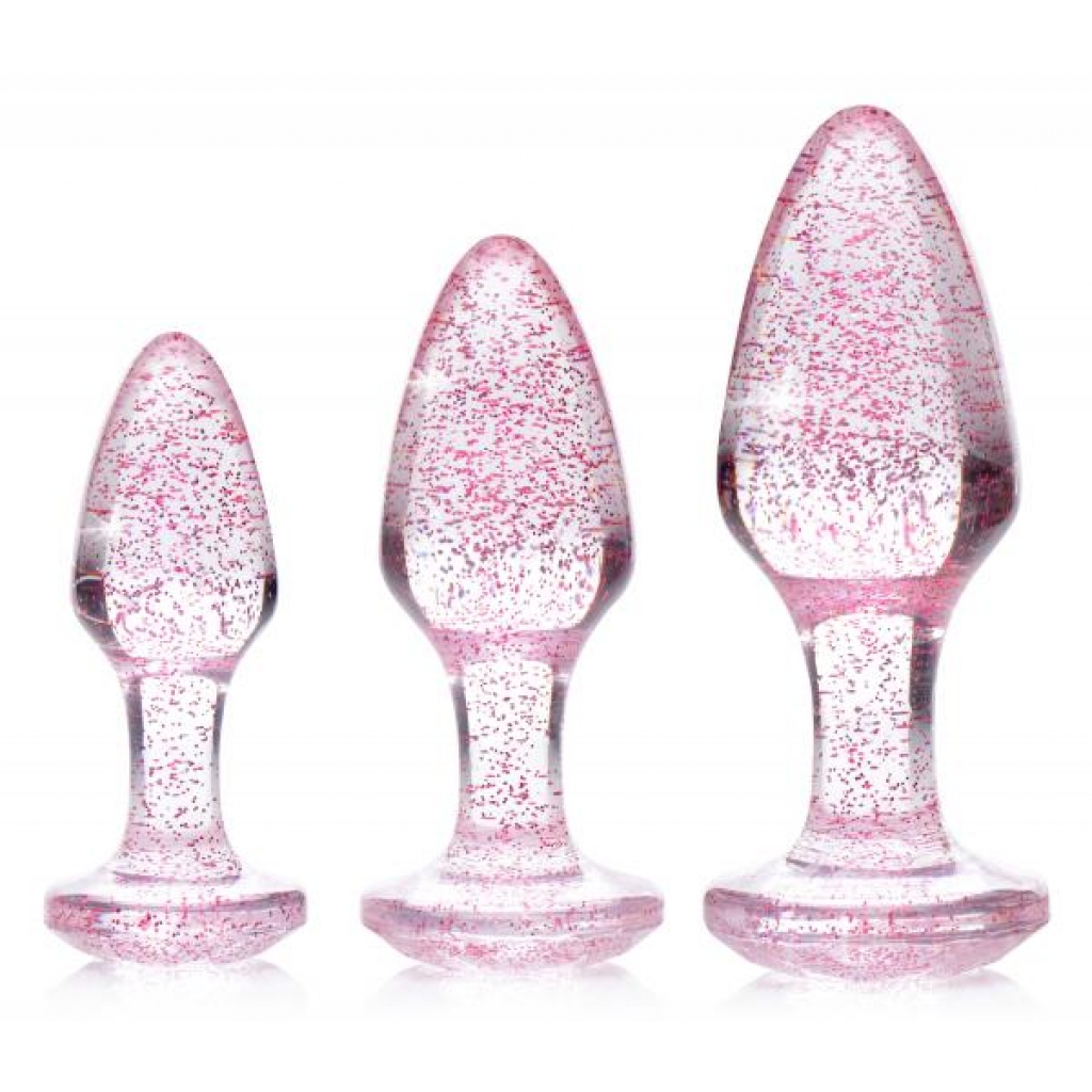 Pink Glitter Gem Anal Plug Set