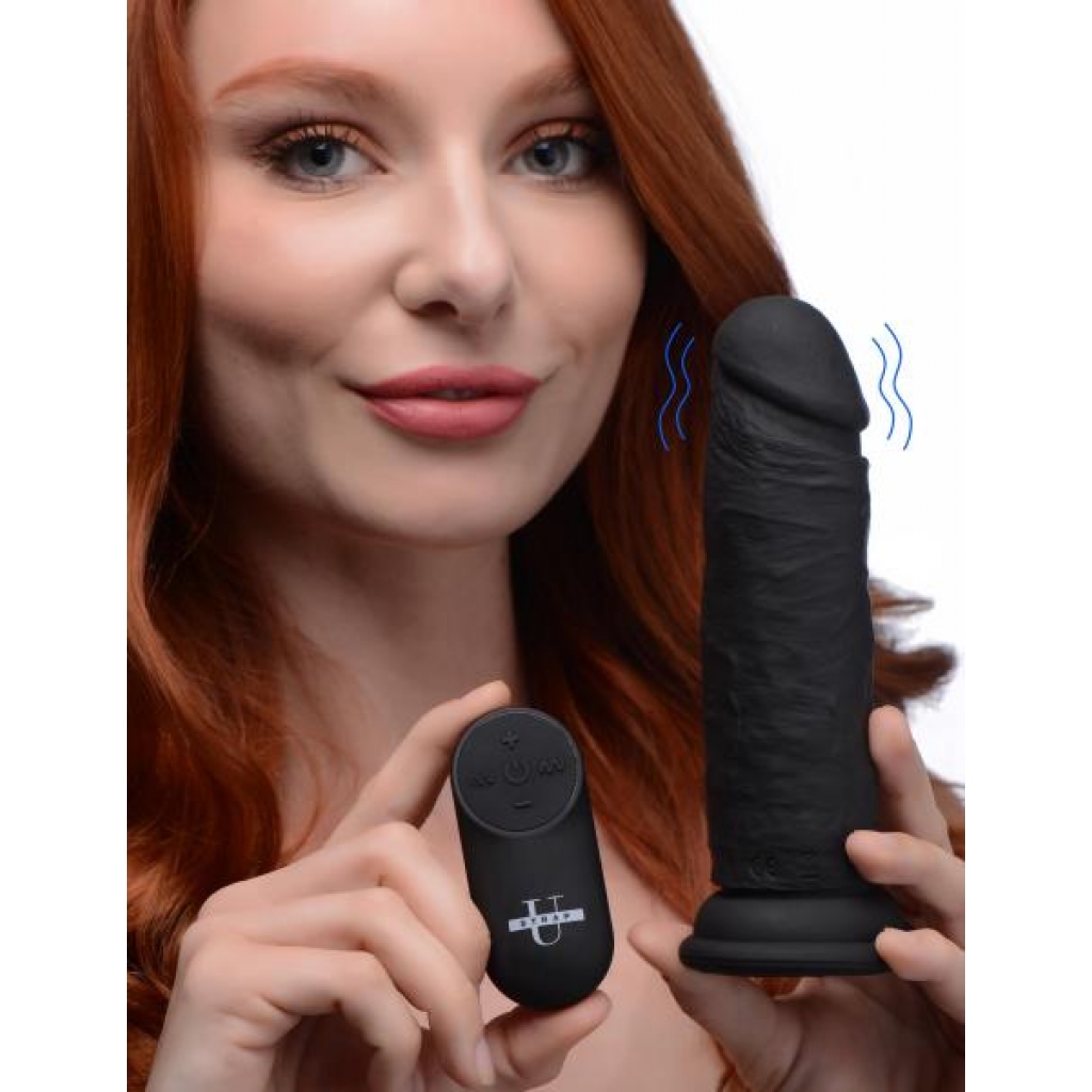 Power Player 28x Vibrating Silicone Dildo with Remote - Black Thrill