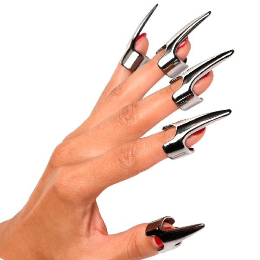 5-Piece Clawed Sensation Play Rings - Adjustable Stainless Steel