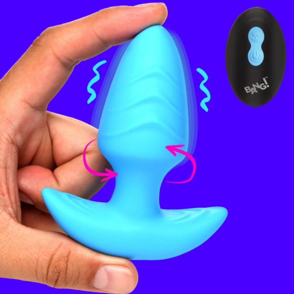 Rotating & Vibrating Silicone Butt Plug - Blue