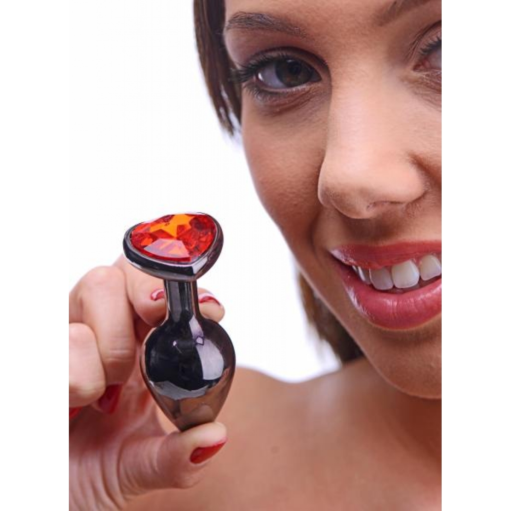 Ruby Red Heart Steel Butt Plug