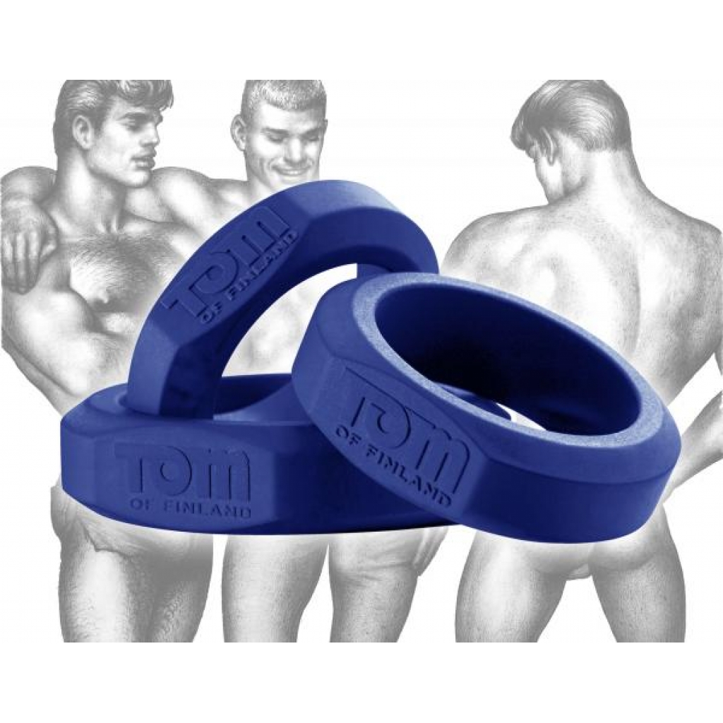 Tom Of Finland 3 Piece Cock Ring Set - Silicone Blue