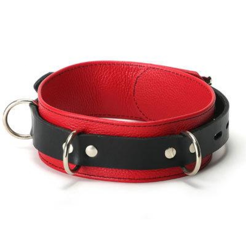 Strict Leather Deluxe Red Black Locking Collar