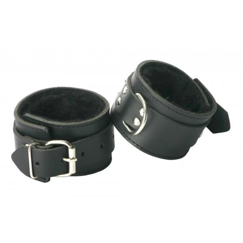 Strict Leather Fur Lined Wrist Cuffs