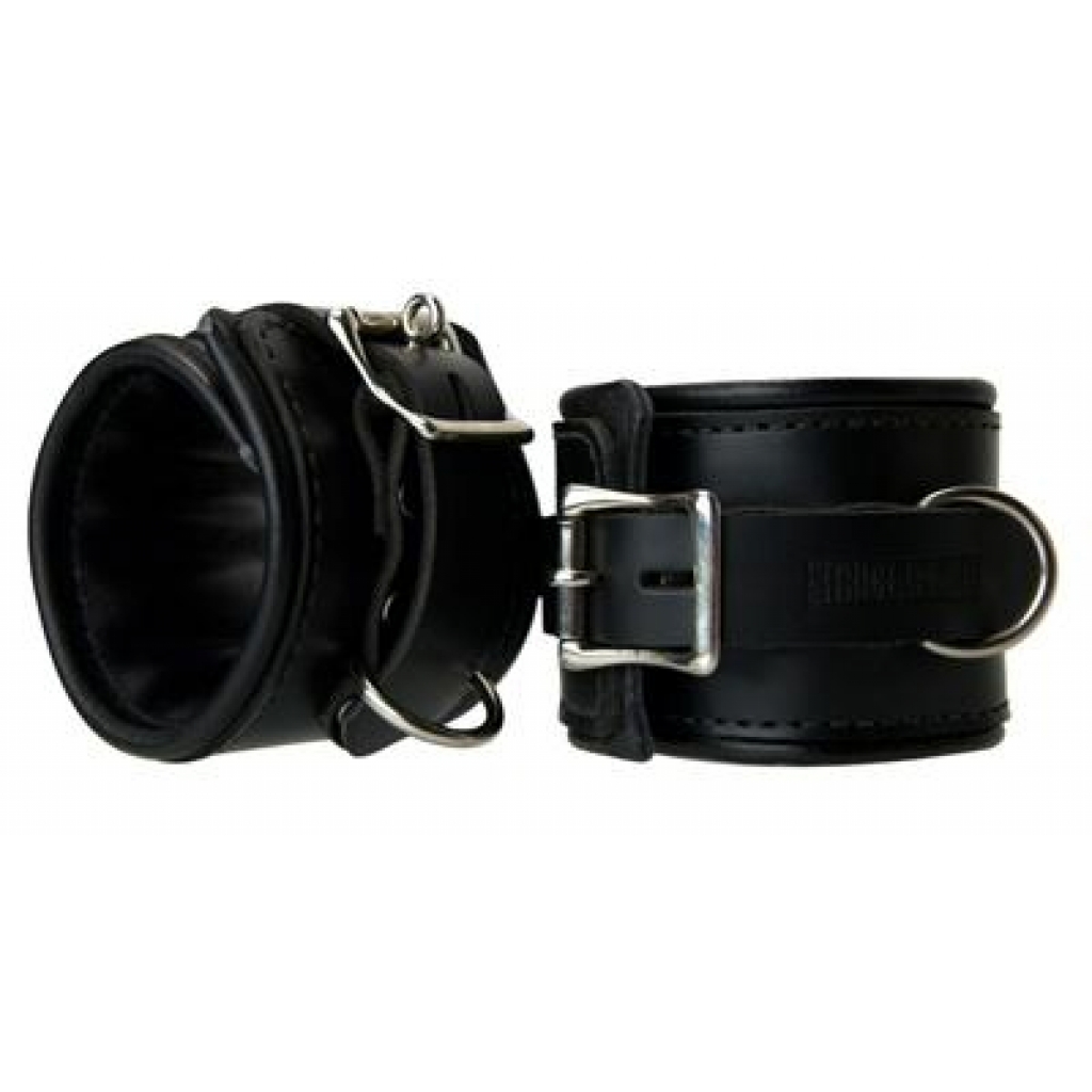 Leather Padded Premium Locking Ankle Restraints Black